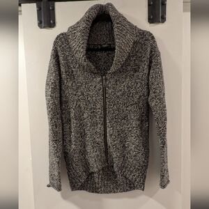 TNA Black & White Wool Zip Up Cardigan